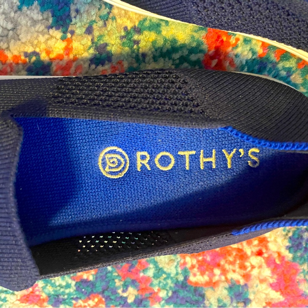 Rothy's Navy Knit Slip-On Sneakers with Orange Liner - Picture 7 of 8